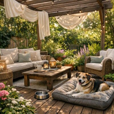 So gestalten Sie eine gemütliche Gartenterrasse für Hund und Mensch